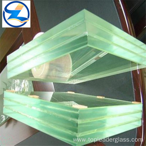 13.52-55.2mm low iron tempered triple laminated glass